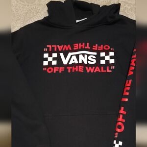 Vans Off The Wall Pullover Hoodie Boy's Size Large- Black/Red